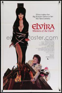 8g195 ELVIRA MISTRESS OF THE DARK 1sh '88 great image of sexy Cassandra Peterson tied to stake!
