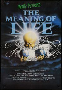 8g515 MONTY PYTHON'S THE MEANING OF LIFE English 1sh '83 Bill Garland art of God creating Earth!