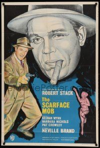 8g714 SCARFACE MOB English 1sh '62 Barbara Nichols, cool art of Robert Stack as Eliot Ness!
