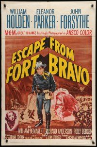 8g202 ESCAPE FROM FORT BRAVO 1sh R62 cowboy William Holden, Eleanor Parker, John Sturges directed!