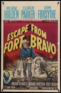8g201 ESCAPE FROM FORT BRAVO 1sh '53 cowboy William Holden, Eleanor Parker, John Sturges directed!