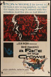 8g210 FACE IN THE CROWD 1sh '57 Andy Griffith took it raw like his bourbon & his sin, Elia Kazan