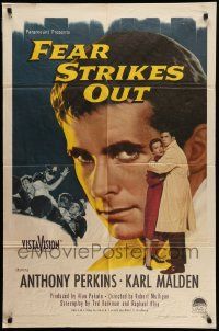 8g221 FEAR STRIKES OUT 1sh '57 Anthony Perkins as baseball player Jim Piersall!