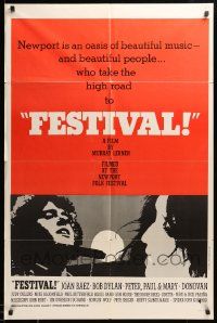 8g225 FESTIVAL 1sh '67 Joan Baez, Bob Dylan, music!