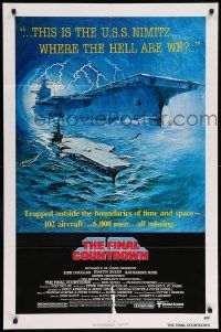 8g228 FINAL COUNTDOWN 1sh '80 cool sci-fi artwork of the U.S.S. Nimitz aircraft carrier!