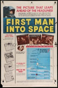 8g233 FIRST MAN INTO SPACE 1sh '59 most dangerous & daring mission of all time, cool astronaut art