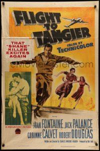 8g242 FLIGHT TO TANGIER 3D 1sh '53 Joan Fontaine & Jack Palance in new perfected Dynoptic
