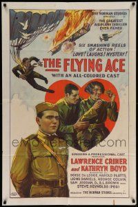 8g243 FLYING ACE 1sh '26 cool all-black aviation, the greatest airplane thriller ever produced!
