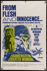 8g258 FRANKENSTEIN CREATED WOMAN 1sh '67 Peter Cushing, Susan Denberg had the soul of the Devil!