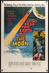 8g265 FROM THE EARTH TO THE MOON 1sh '58 Jules Verne's boldest adventure dared by man!