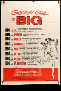 8g276 GEORGY GIRL style B 27x39 1sh '66 Lynn Redgrave, James Mason, Alan Bates, Charlotte Rampling!