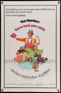 8g278 GET TO KNOW YOUR RABBIT 1sh '72 cool art of wacky magician Tom Smothers!