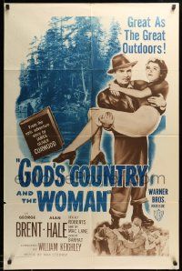 8g295 GOD'S COUNTRY & THE WOMAN 1sh R48 George Brent, Beverly Roberts, James Oliver Curwood
