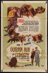 8g296 GOLDEN AGE OF COMEDY 1sh '58 Laurel & Hardy, Jean Harlow, winner of 2 Academy Awards!