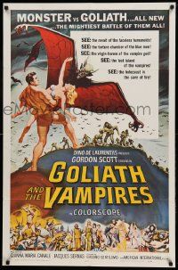 8g297 GOLIATH & THE VAMPIRES 1sh '64 Maciste Contro il Vampiro, cool fantasy art by Reynold Brown!