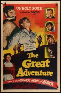 8g303 GREAT ADVENTURE revised 1sh '51 Jack Hawkins, Robbins, filmed in the savage heart of Africa!