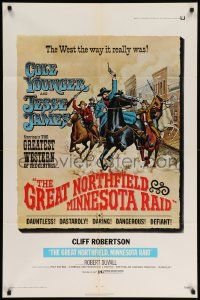 8g304 GREAT NORTHFIELD MINNESOTA RAID 1sh '72 cool artwork of wild west outlaws!