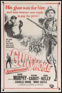 8g318 GUNSMOKE military 1sh '53 full-length art of Audie Murphy, a hired gunslinger in lawless land!
