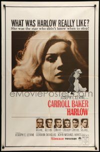 8g325 HARLOW 1sh '65 super close up of Carroll Baker in the title role!