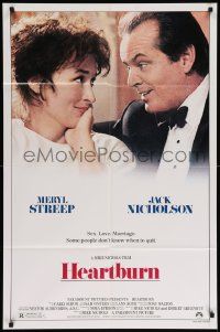 8g331 HEARTBURN 1sh '86 close-up of Jack Nicholson & Meryl Streep, directed by Mike Nichols!