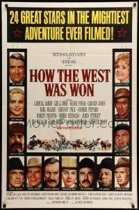 8g356 HOW THE WEST WAS WON 1sh '64 John Ford epic, Debbie Reynolds, Gregory Peck & all-star cast!