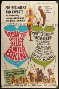 8g359 HOW TO STUFF A WILD BIKINI 1sh '65 Annette Funicello, Buster Keaton, motorcycle & bikini art
