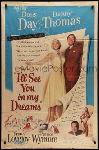 8g376 I'LL SEE YOU IN MY DREAMS 1sh '52 Doris Day & Danny Thomas are Makin' Whoopee!