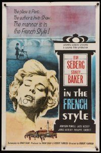 8g378 IN THE FRENCH STYLE 1sh '63 art of sexy Jean Seberg in Paris, written by Irwin Shaw!