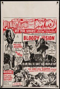 8g379 INCREDIBLY STRANGE CREATURES 1sh '63 Teenage Psycho Meets Bloody Mary!