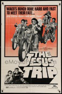 8g399 JESUS TRIP 1sh '71 nun Sister Anna rides with bikers, cool artwork!