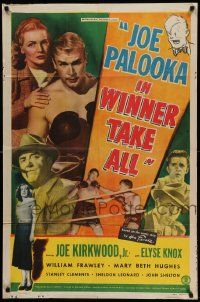 8g401 JOE PALOOKA IN WINNER TAKE ALL 1sh '48 Joe Kirkwood Jr., Elyse Knox, boxing!