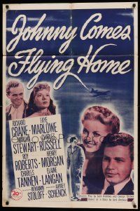 8g404 JOHNNY COMES FLYING HOME 1sh '46 Richard Crane, Faye Marlowe, Martha Stewart!