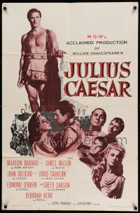 8g408 JULIUS CAESAR 1sh R62 art of Marlon Brando, James Mason & Greer Garson, Shakespeare