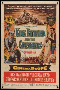 8g417 KING RICHARD & THE CRUSADERS 1sh '54 Rex Harrison, Virginia Mayo, George Sanders, Holy War!