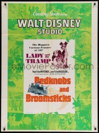 8g421 LADY & THE TRAMP/BEDKNOBS & BROOMSTICKS 1sh '70s Walt Disney double-feature!