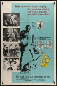 8g429 LAST ANGRY MAN 1sh '59 Paul Muni is a dedicated doctor from the slums exploited by TV!