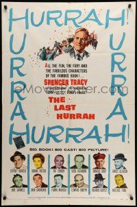 8g431 LAST HURRAH 1sh '58 John Ford, art of Spencer Tracy, portraits of 12 top cast members!