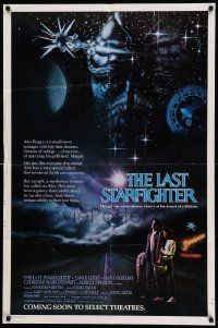 8g434 LAST STARFIGHTER advance 1sh '84 photo image of Lance Guest as video game pilot + top cast!