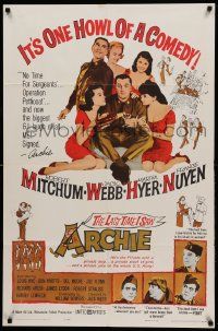 8g436 LAST TIME I SAW ARCHIE 1sh '61 art of Robert Mitchum & Jack Webb in jeep full of sexy girls!