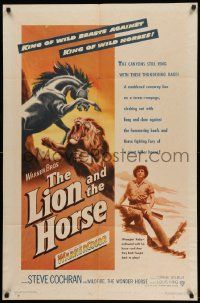 8g446 LION & THE HORSE 1sh '52 images of Steve Cochran & Wildfire in the title role!