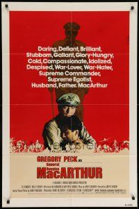 8g468 MacARTHUR 1sh '77 daring, brilliant, stubborn World War II Rebel General Gregory Peck!