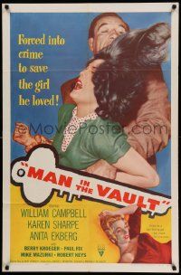 8g479 MAN IN THE VAULT 1sh '56 directed by Andrew V. McLaglen, sexy two-timing Anita Ekberg!