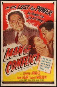 8g480 MAN OF CONFLICT 1sh '53 Edward Arnold, in his lust for power he forgot the joy of living!
