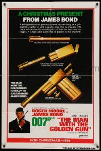 8g481 MAN WITH THE GOLDEN GUN teaser 1sh '74 a Christmas present from James Bond, cool!