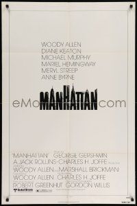8g482 MANHATTAN 1sh '79 Woody Allen & Diane Keaton, New York City title design by Burt Kleeger!