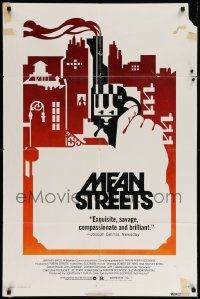 8g495 MEAN STREETS 1sh '73 Robert De Niro, Martin Scorsese, cool artwork of hand holding gun!