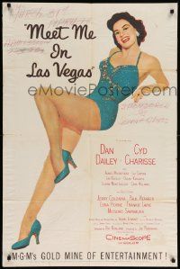 8g496 MEET ME IN LAS VEGAS 1sh '56 super sexy full-length showgirl Cyd Charisse in skimpy outfit!