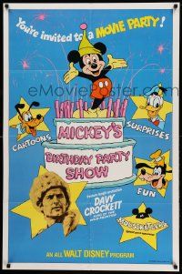 8g502 MICKEY'S BIRTHDAY PARTY SHOW 1sh '78 Davy Crockett, great art of Disney cartoon stars