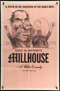 8g505 MILLHOUSE 1sh '71 Emile de Antonio, great cartoon parody art of Richard Nixon by D. Levine!