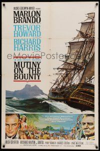 8g526 MUTINY ON THE BOUNTY style B 1sh '62 Marlon Brando, art by Smith & Henninger!